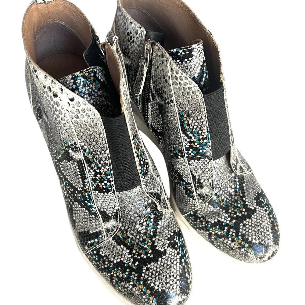 Linea Paolo Snake Skin Print Wedge Sneakers